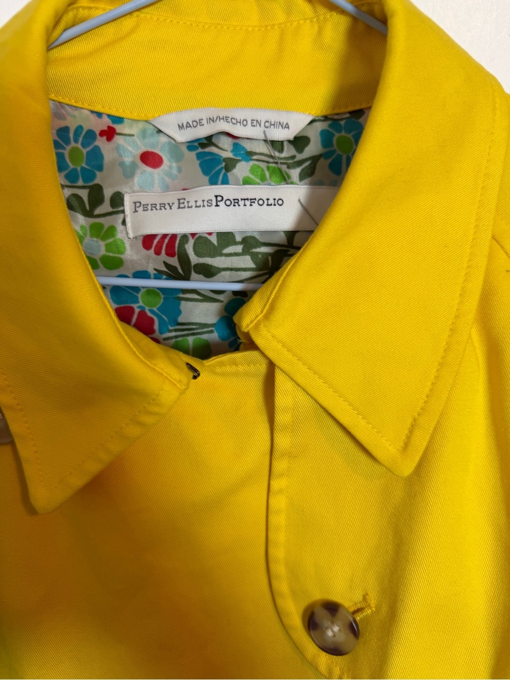 Perry Ellis Bright Yellow Double-Breasted Trench Coat Size 10 Coat - Picture 8 of 13